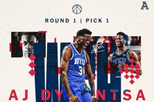 NBA选秀大会:奇才以状元签摘得AJ·迪班萨