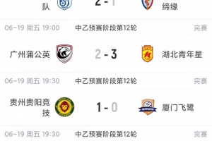 中乙赛况：贵阳队击败厦门飞鹭领跑南区，湖北青年星排名升至第二