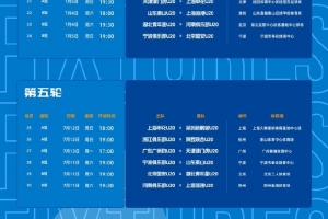 中青赛U20第二阶段赛程安排：实行主客场制，6月13日起进行10轮比赛