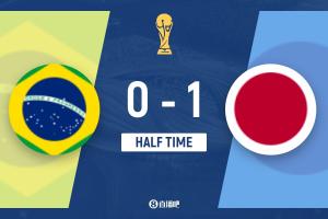 日本半场1-0领先巴西，佐野海舟单刀破门，达尼洛失误导致丢球