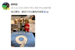 胡荷韬展示乐高梅西与哈兰德球衣:组合多样,望今日赛事取得佳绩
